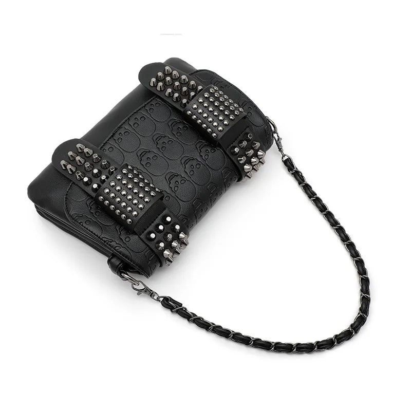 Gothic Skull Rivet Messenger Bag 🖤💀