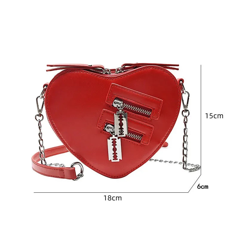 Gothic Heart Blade Zipper Chain Crossbody Bag 🖤🔪