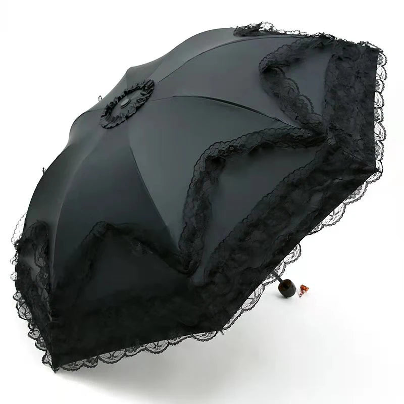 Vintage Gothic Lace Parasol – UV & Rain Protection ☔🖤