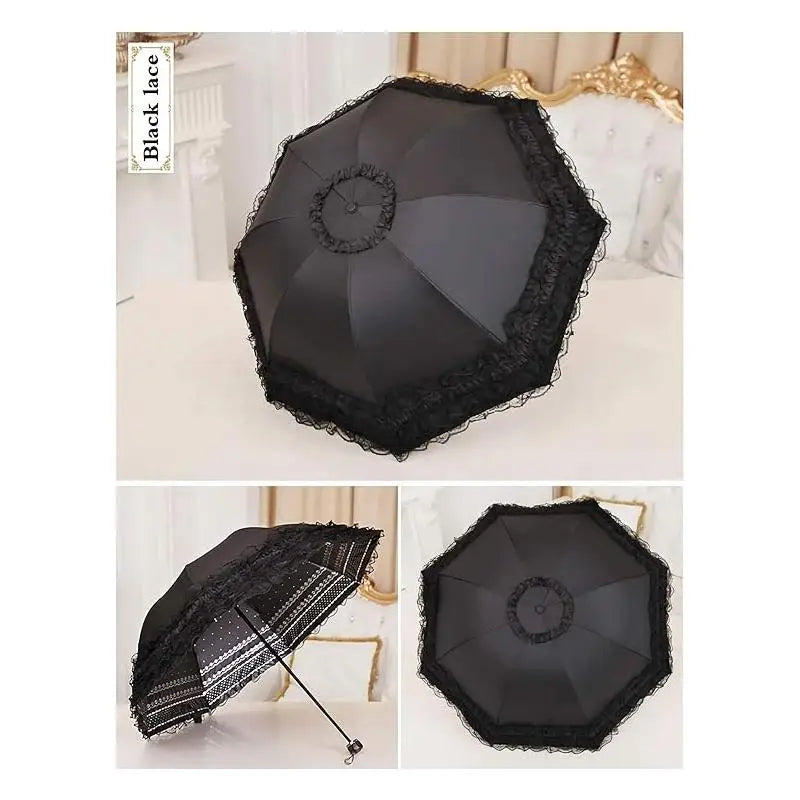 Gothic Elegance – Vintage Lace Parasol for Dark Romance 🔮☂️