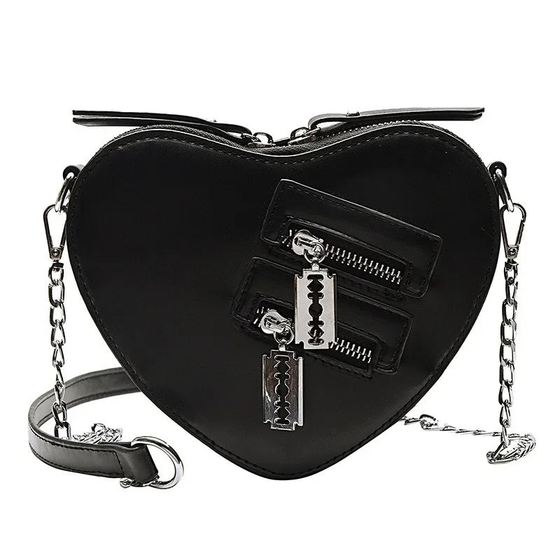 Gothic Heart Blade Zipper Chain Crossbody Bag 🖤🔪