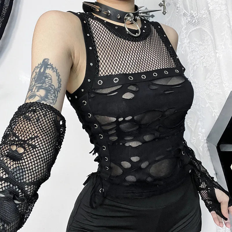 Nocturne Shred Mesh Tank Top 🕸🖤