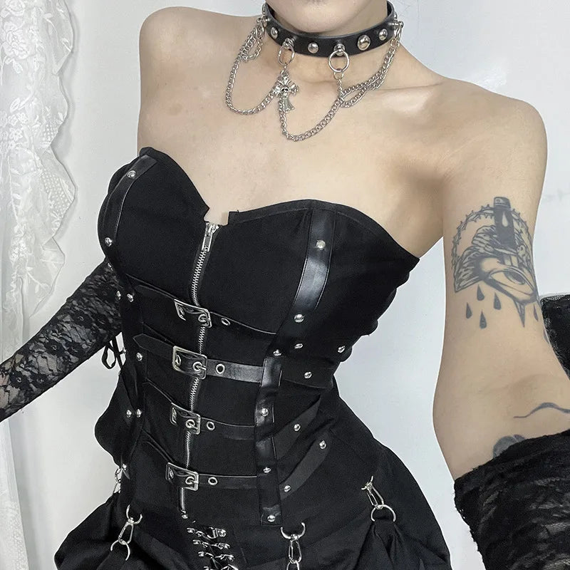 Midnight Requiem Leather Corset Top ⚔🖤