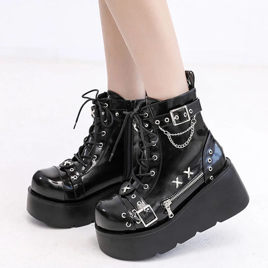 Nightfall Buckle Platform Boots 🖤🦇