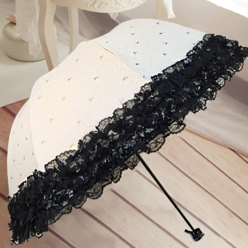 Vintage Gothic Lace Parasol – UV & Rain Protection ☔🖤