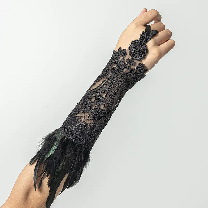 Gothic Feather Wrist Cuffs 🔮🖤