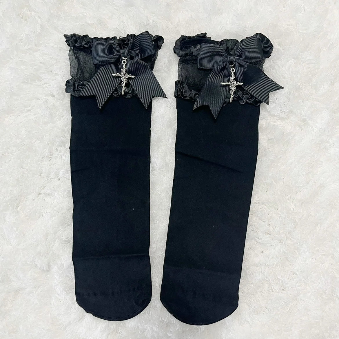 Celestial Cross Bow Socks 🎀✝️