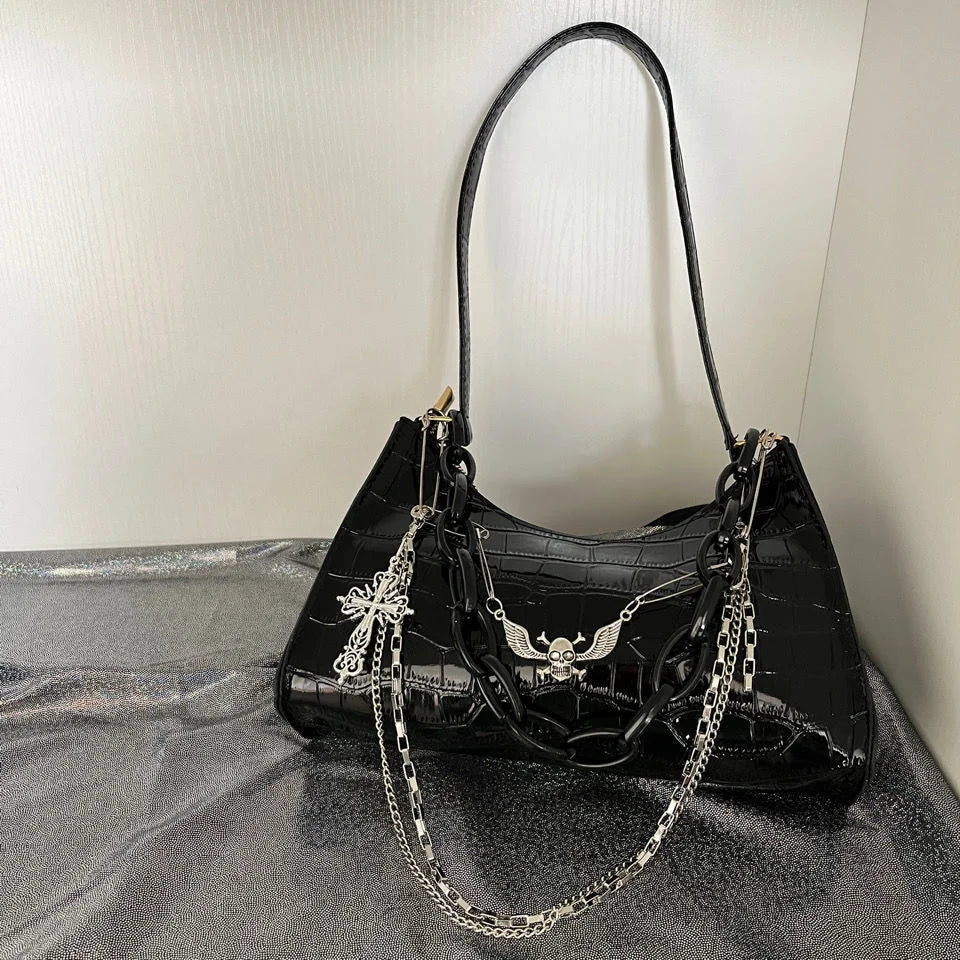 Luxury Gothic Skull Chain Crossbody Bag 🖤💀