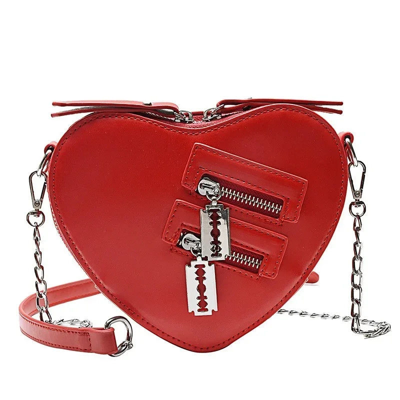 Gothic Heart Blade Zipper Chain Crossbody Bag 🖤🔪