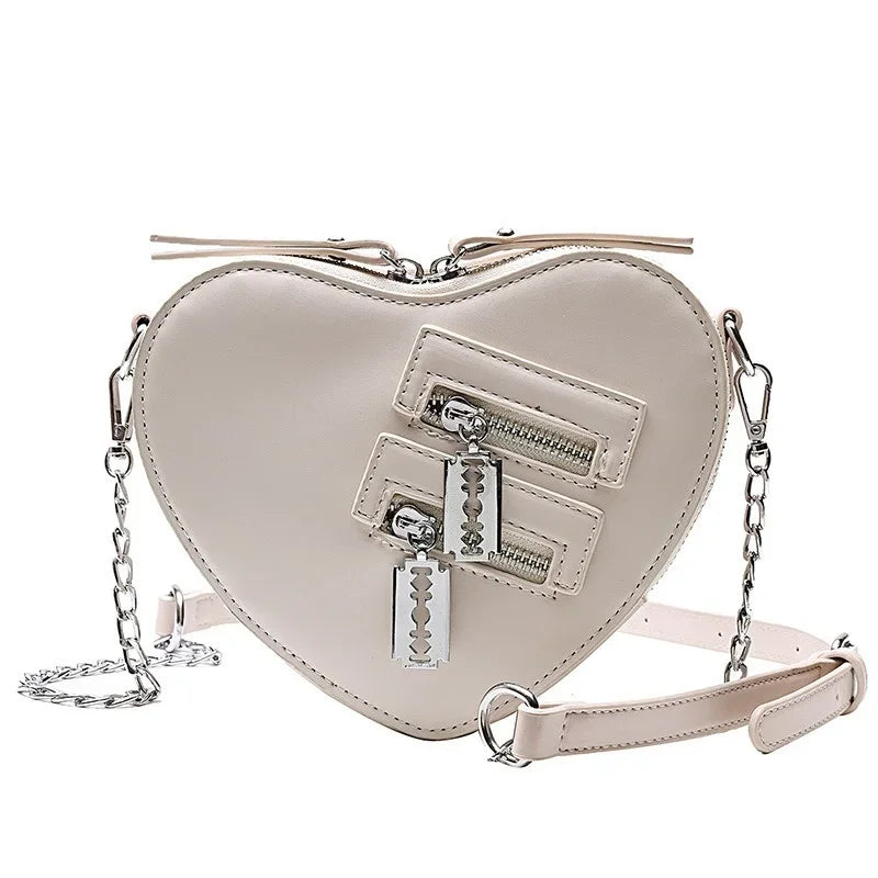 Gothic Heart Blade Zipper Chain Crossbody Bag 🖤🔪